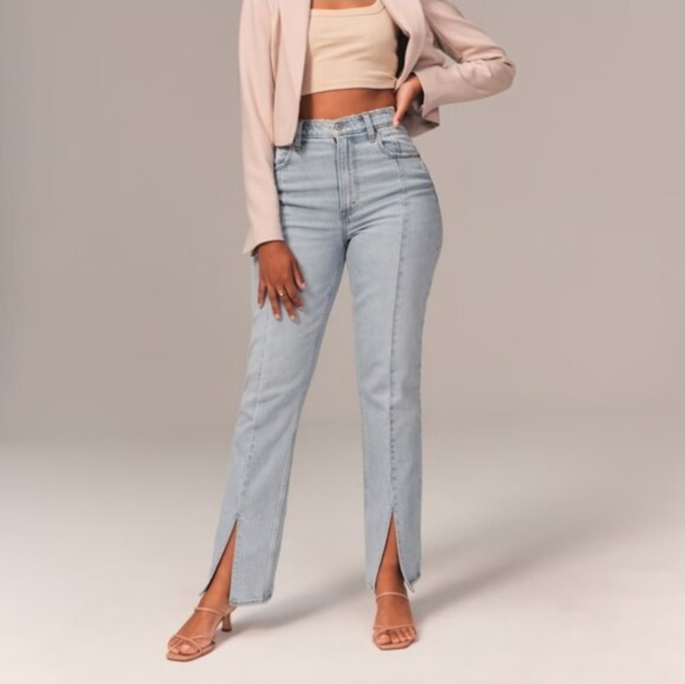 Abercrombie & Fitch Light Blue High-Rise Straight Jeans
